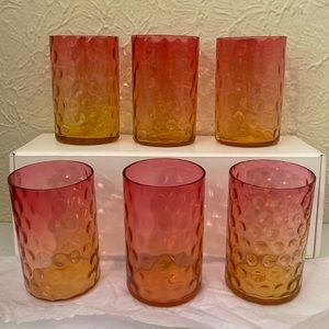 6 piece Antique Amberina Glass Tumblers